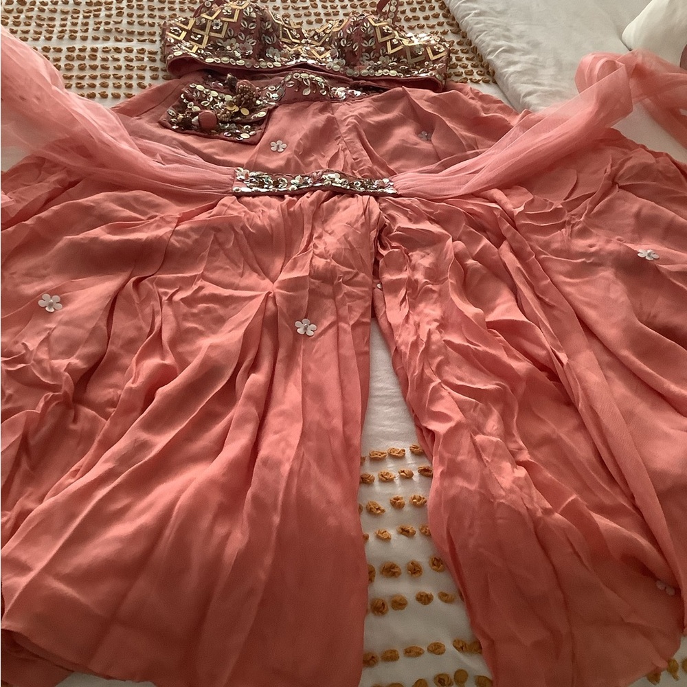 Embellished Coral Pink Beaded Bra Top - Picture 12 of 16